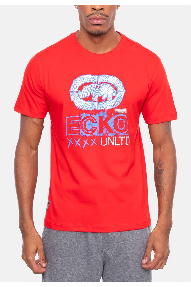 Camiseta-Ecko-Estampada-Vermelha