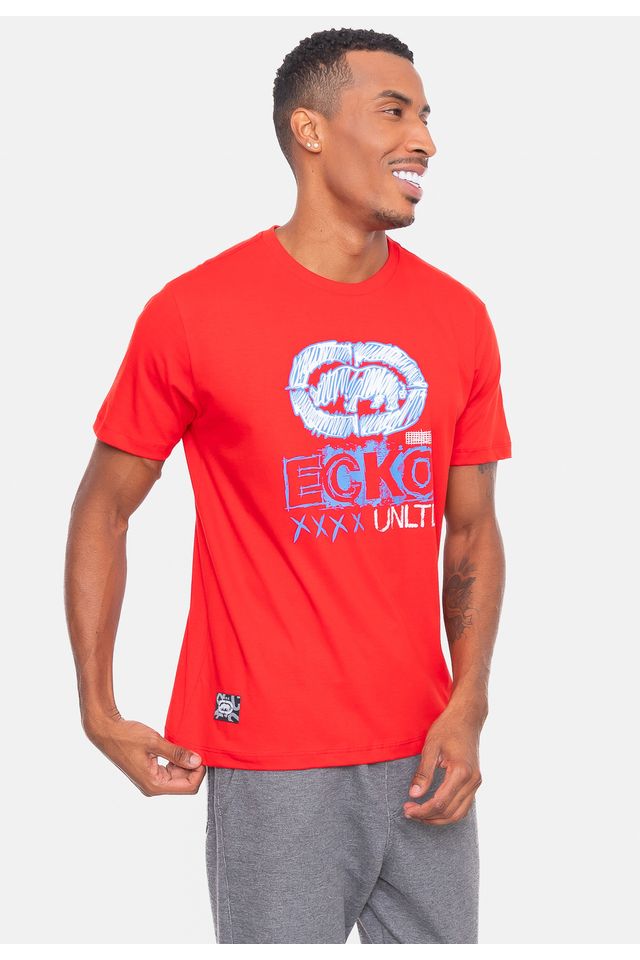 Camiseta-Ecko-Estampada-Vermelha