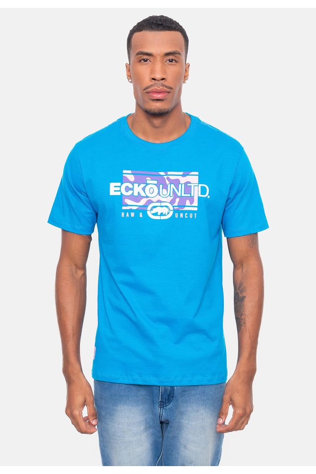 Camiseta-Ecko-Estampada-Azul