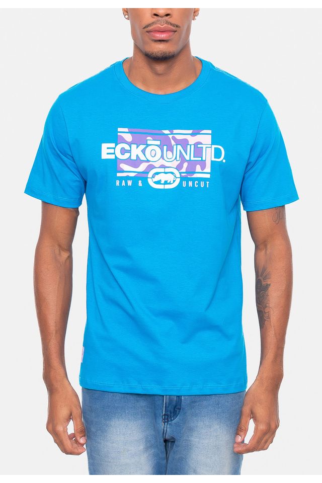 Camiseta-Ecko-Estampada-Azul