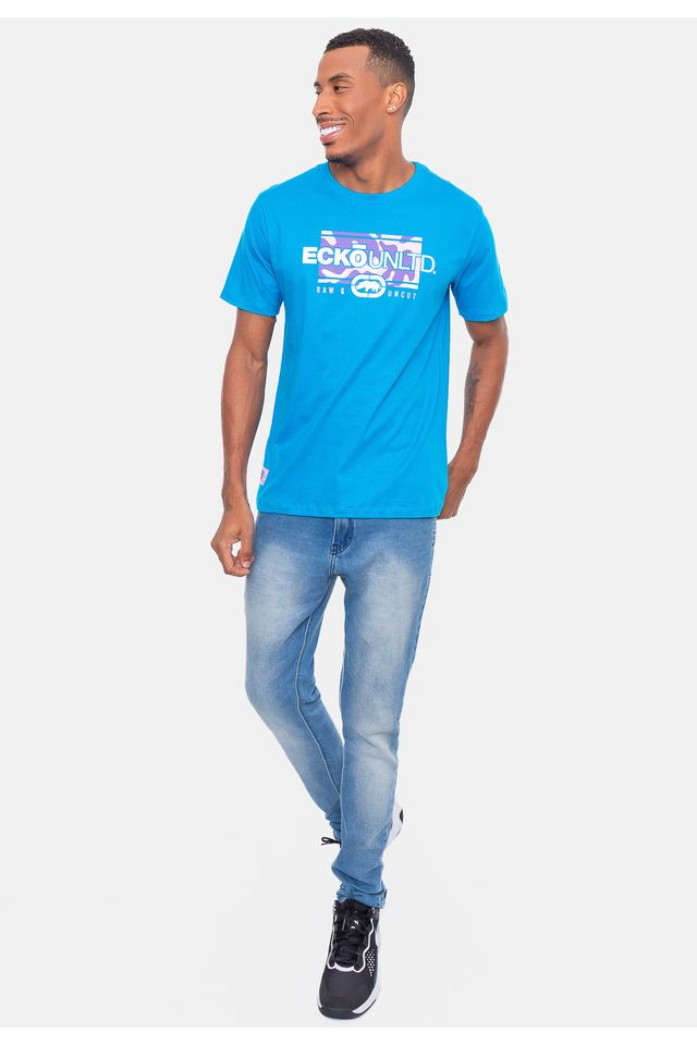 Camiseta-Ecko-Estampada-Azul