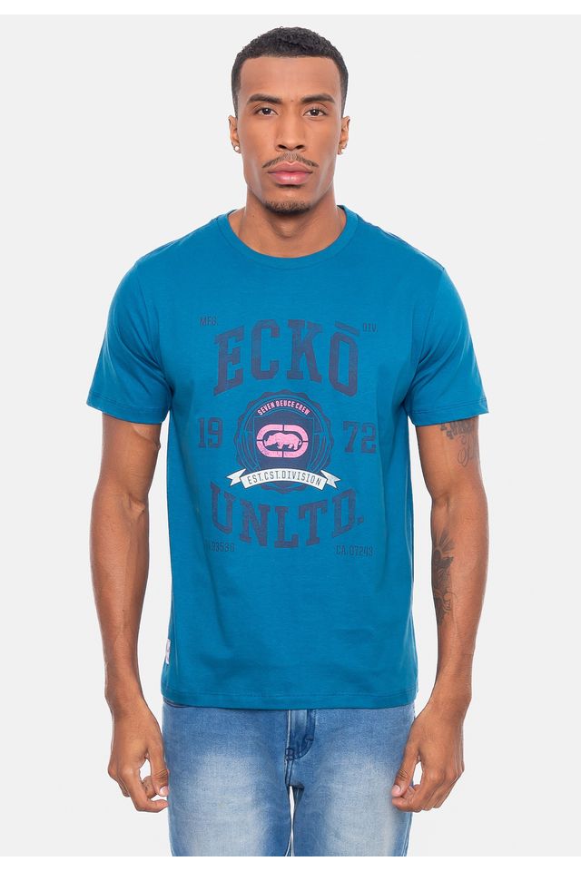 Camiseta-Ecko-Estampada-Azul