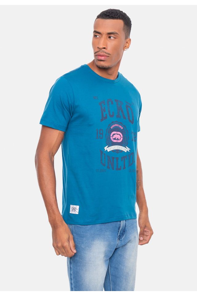 Camiseta-Ecko-Estampada-Azul