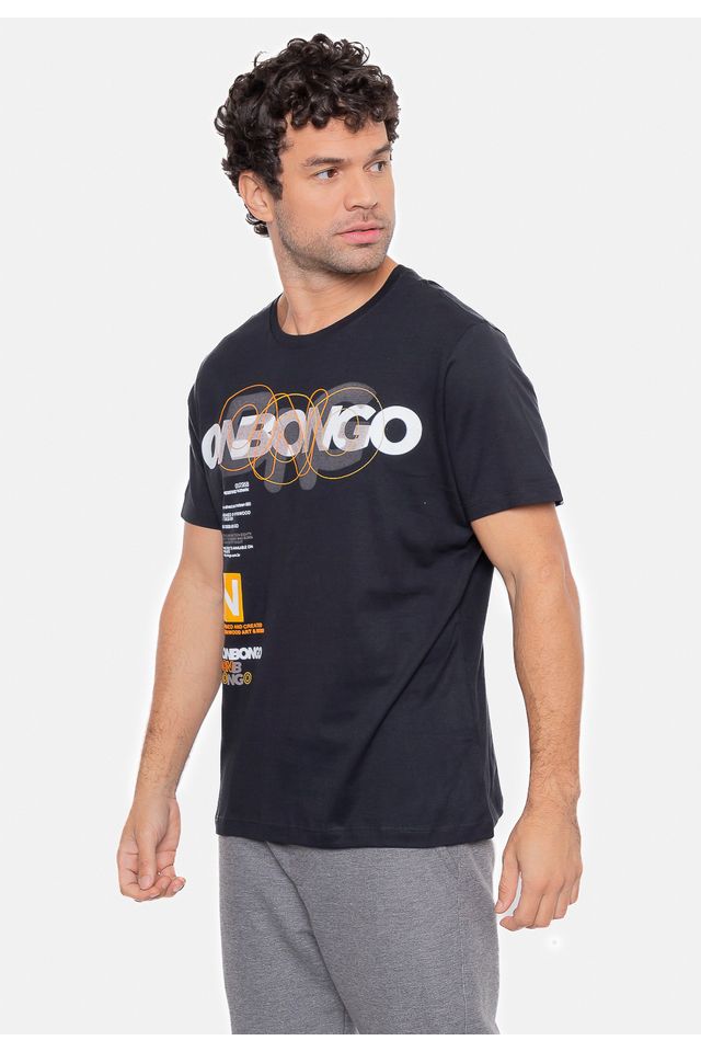 Camiseta-Onbongo-Estampada-Preta