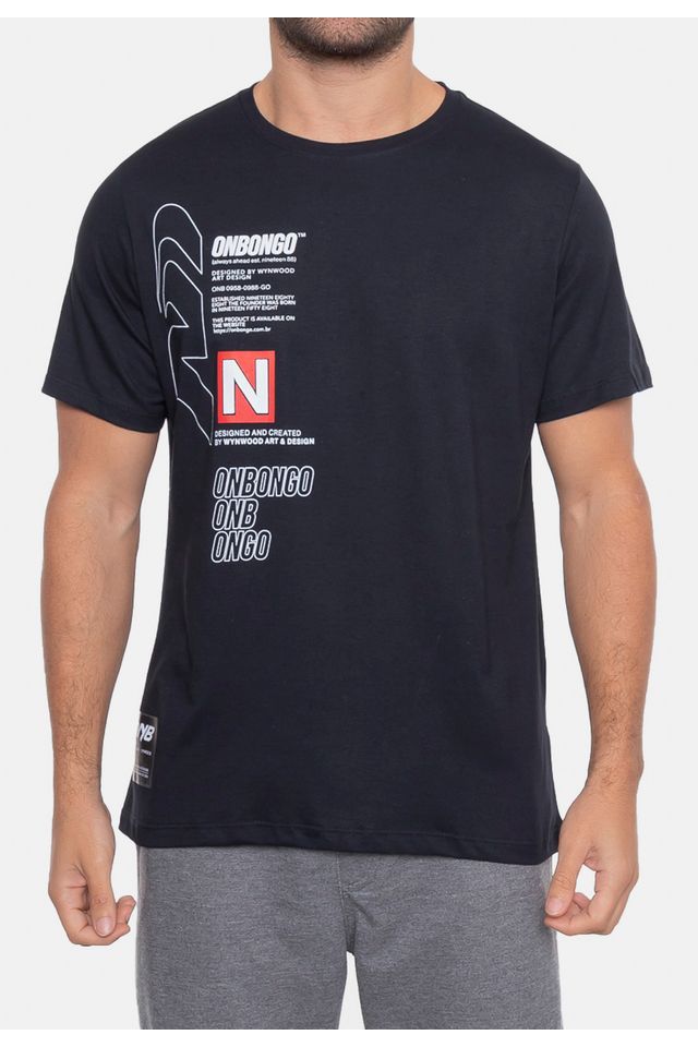Camiseta-Onbongo-Estampada-Preta