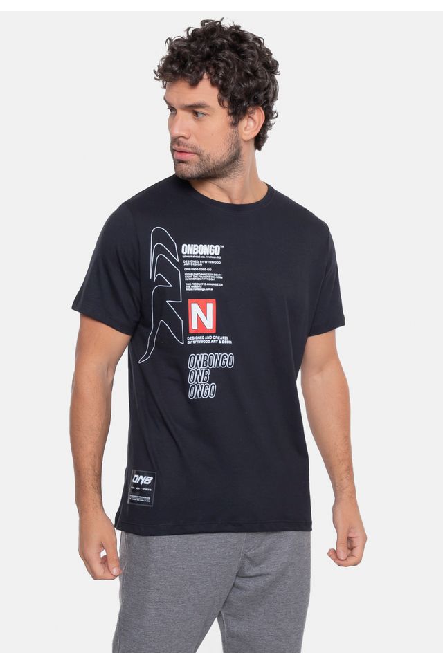 Camiseta-Onbongo-Estampada-Preta