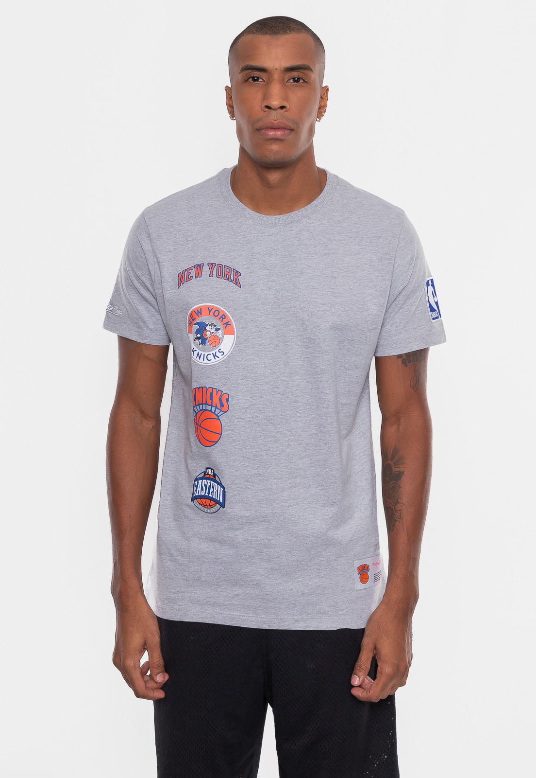 Camiseta Mitchell & Ness New York Knicks City Cinza Mescla - Urbane