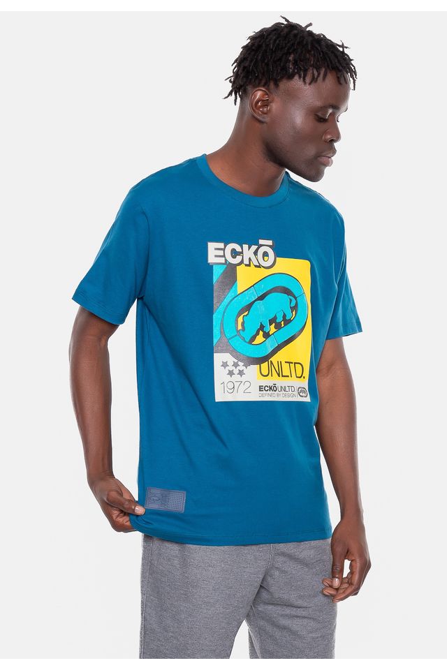 Camiseta-Ecko-Estampada-Azul