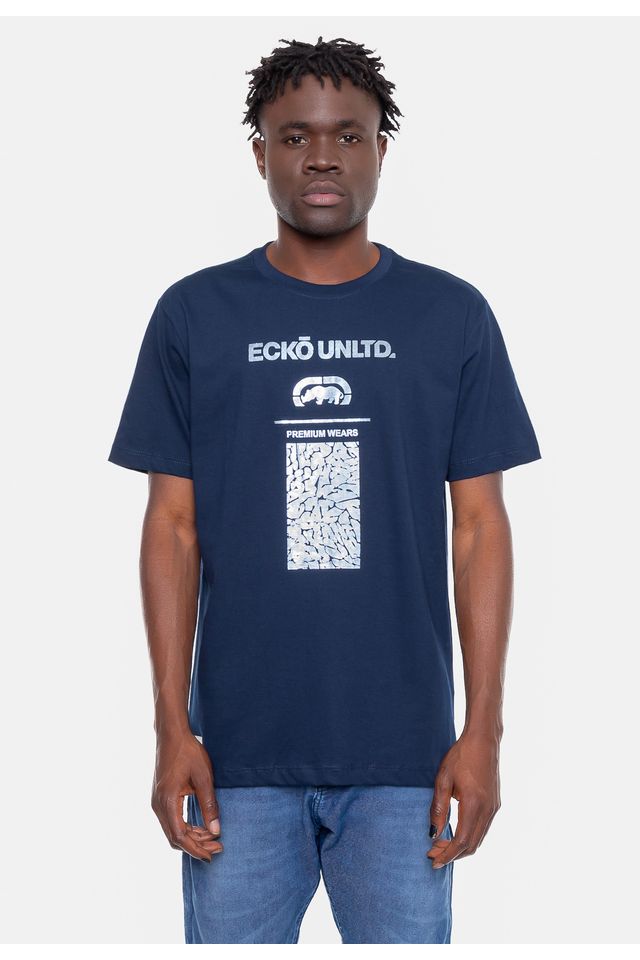 Camiseta-Ecko-Estampada-Azul-Marinho