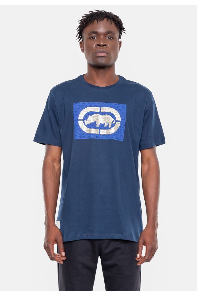 Camiseta-Ecko-Estampada-Azul-Marinho