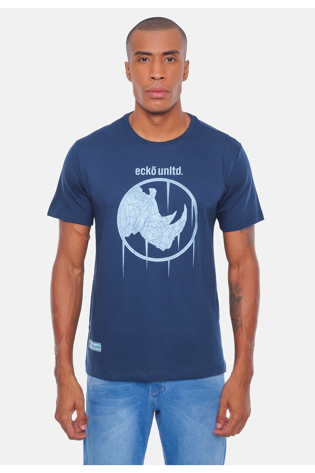 Camiseta-Ecko-Estampada-Azul-Marinho