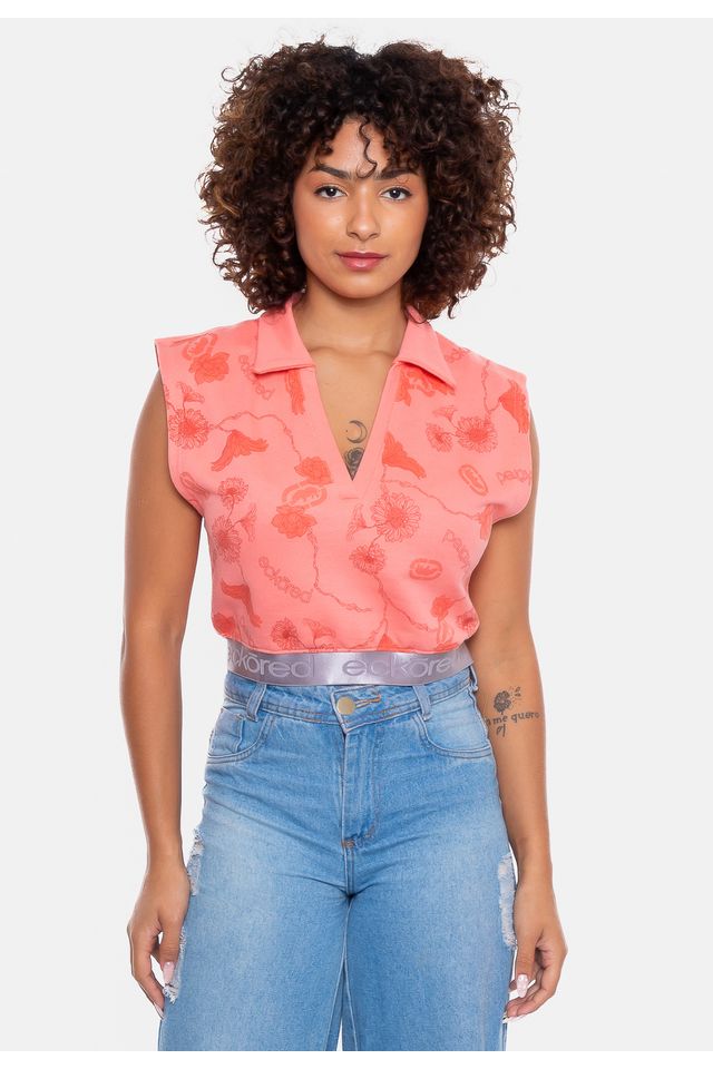 Camisa-Polo-Ecko-Feminina-Chave-Coral Camisa-Polo-Ecko-Feminina-Chave-Coral
