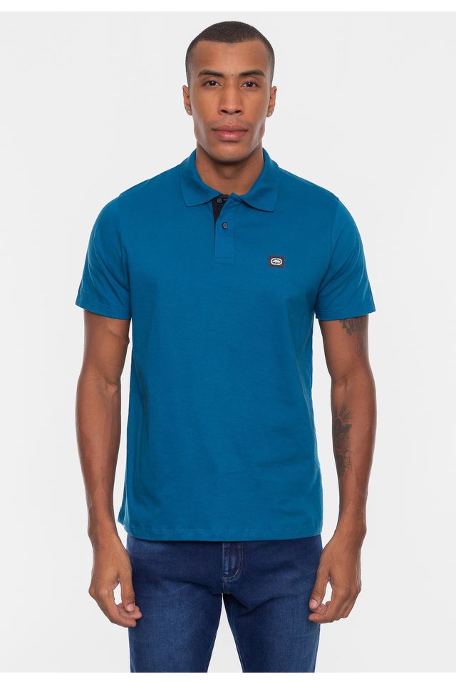 Camisa-Polo-Ecko-Estampada-Azul