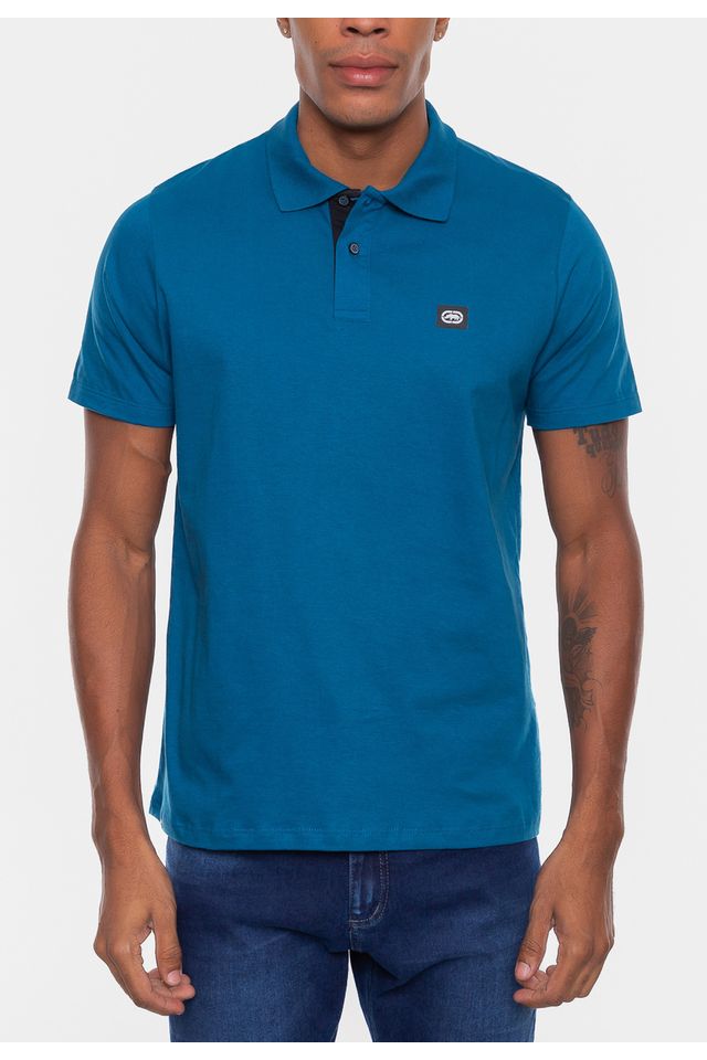 Camisa-Polo-Ecko-Estampada-Azul