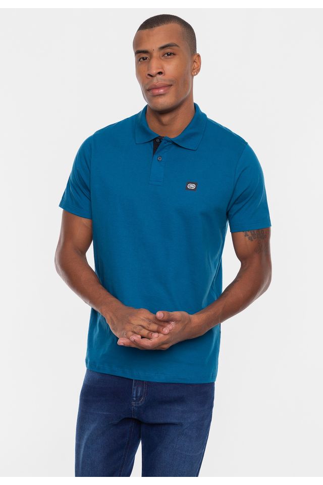 Camisa-Polo-Ecko-Estampada-Azul