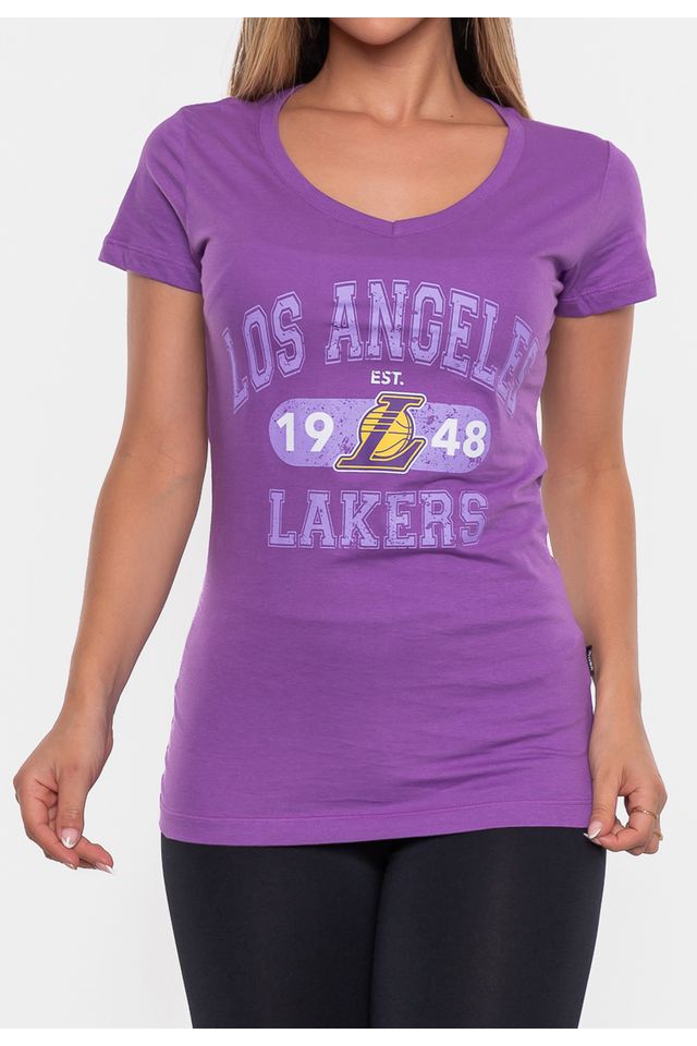 Camiseta-NBA-Feminina-Club-Los-Angeles-Lakers-Purple-Swirl