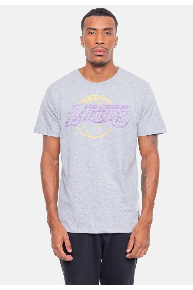Camiseta-NBA-Logo-Sign-Los-Angeles-Lakers-Cinza-Mescla