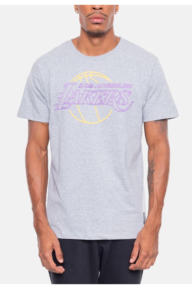 Camiseta-NBA-Logo-Sign-Los-Angeles-Lakers-Cinza-Mescla