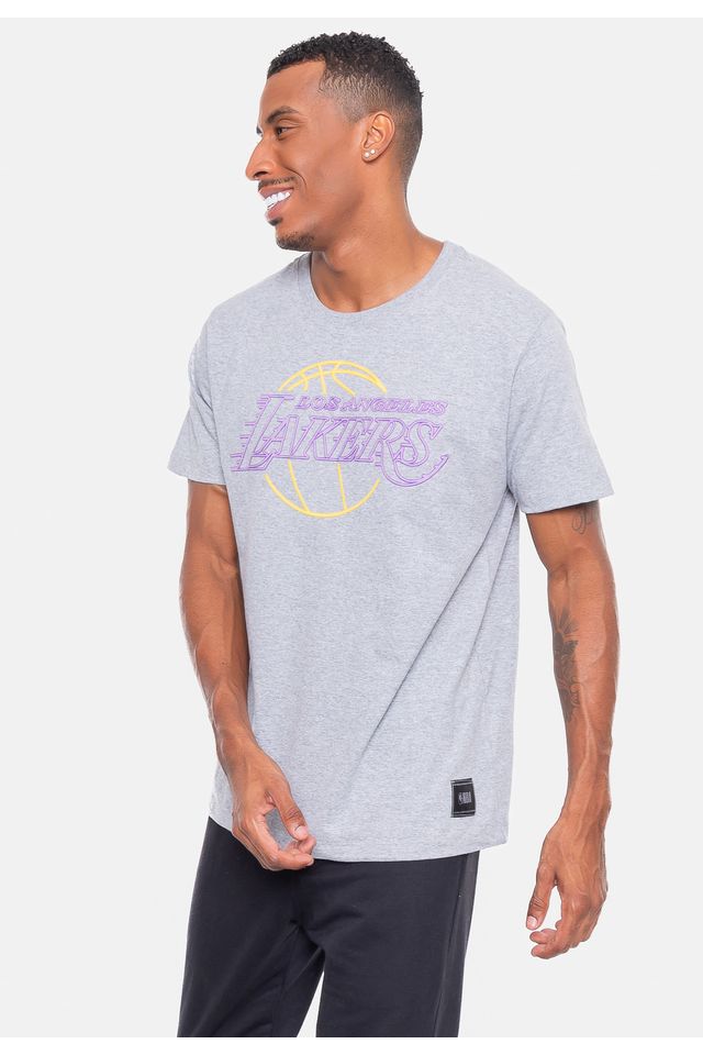 Camiseta-NBA-Logo-Sign-Los-Angeles-Lakers-Cinza-Mescla