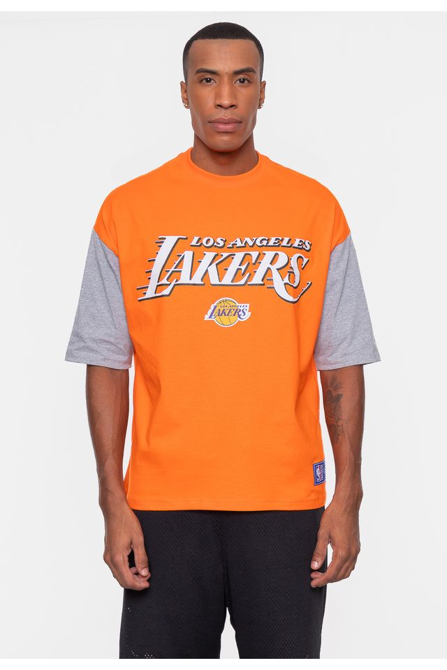 Camiseta-NBA-Oversized-Vintage-Los-Angeles-Lakers-Laranja-Bright