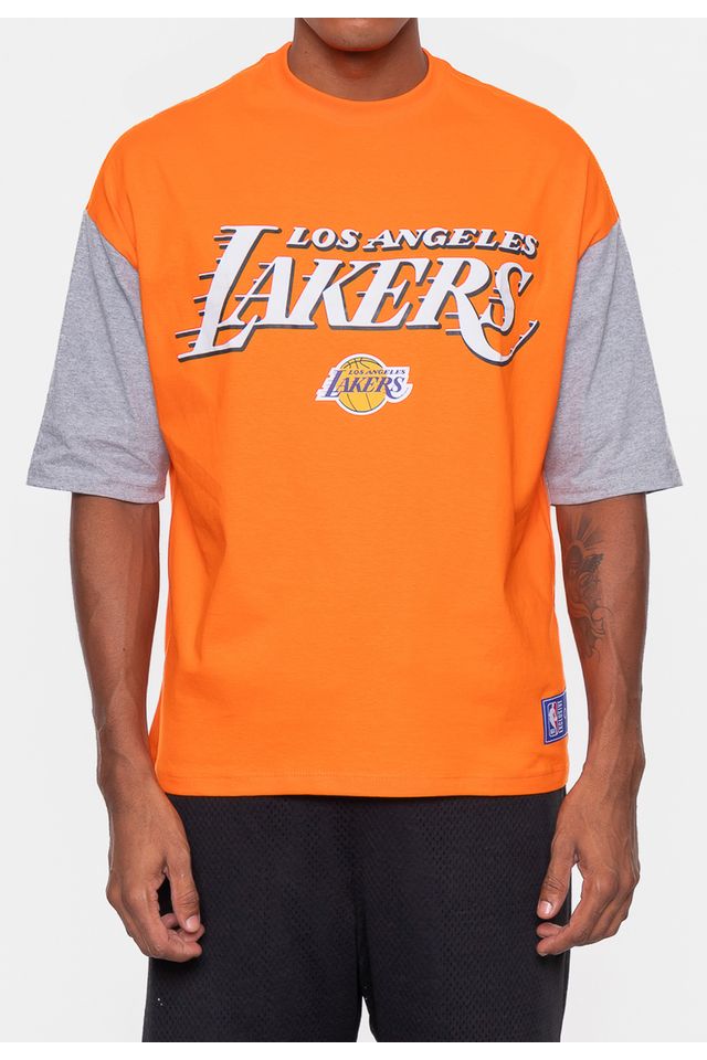 Camiseta-NBA-Oversized-Vintage-Los-Angeles-Lakers-Laranja-Bright