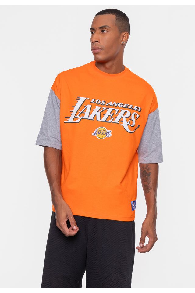 Camiseta-NBA-Oversized-Vintage-Los-Angeles-Lakers-Laranja-Bright