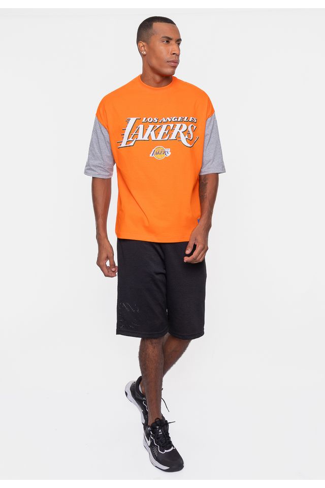 Camiseta-NBA-Oversized-Vintage-Los-Angeles-Lakers-Laranja-Bright