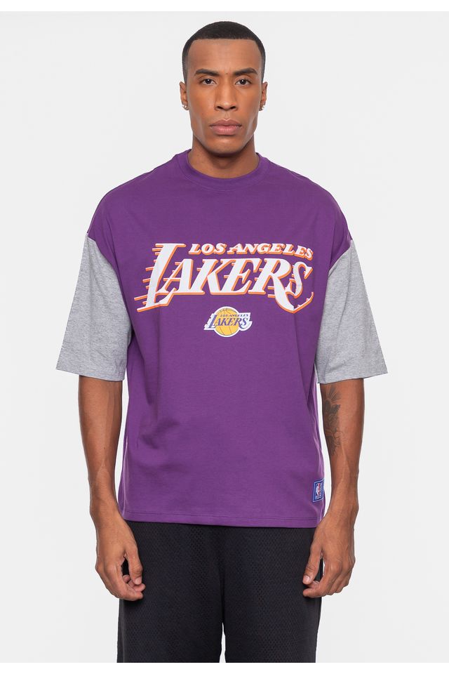 Camiseta-NBA-Oversized-Vintage-Los-Angeles-Lakers-Roxa-Escuro