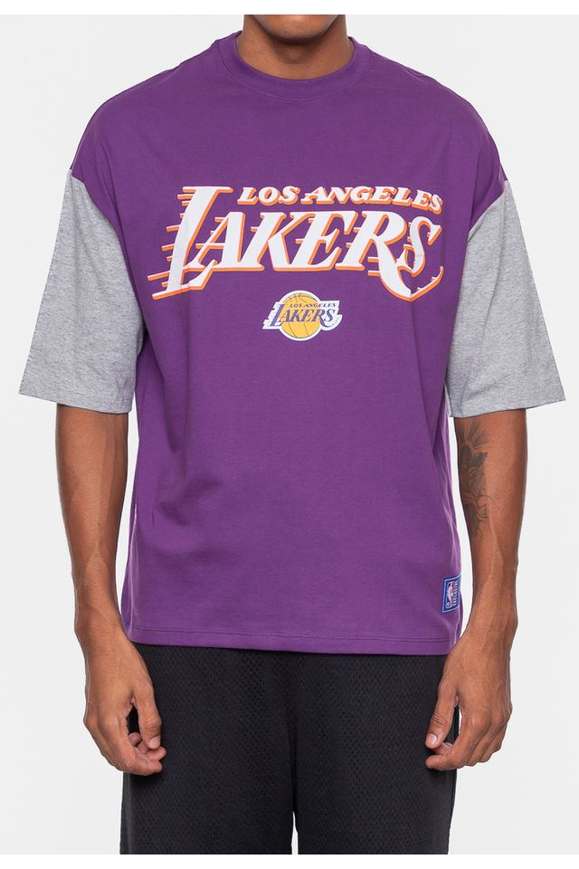 Camiseta-NBA-Oversized-Vintage-Los-Angeles-Lakers-Roxa-Escuro