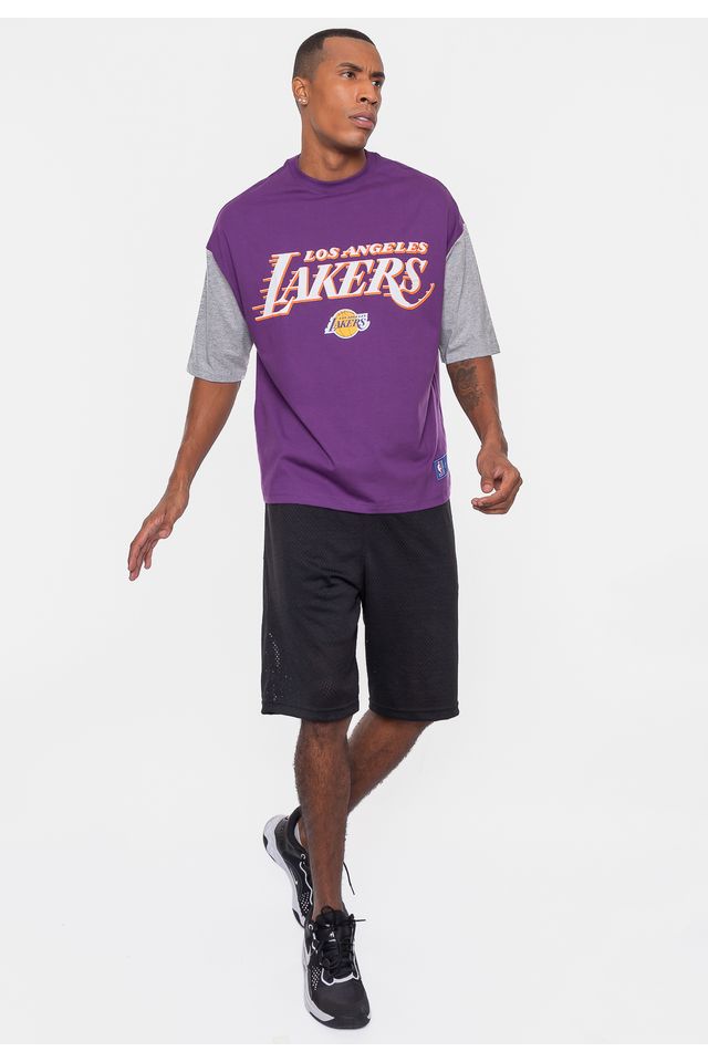 Camiseta-NBA-Oversized-Vintage-Los-Angeles-Lakers-Roxa-Escuro