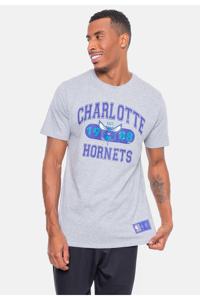 Camiseta-NBA-Club-Charlotte-Hornets-Cinza-Mescla