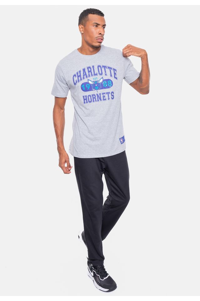 Camiseta-NBA-Club-Charlotte-Hornets-Cinza-Mescla