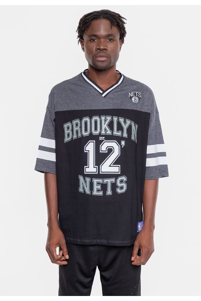 Camiseta-NBA-Oversized-Football-Brooklyn-Nets-Grafite-Mescla