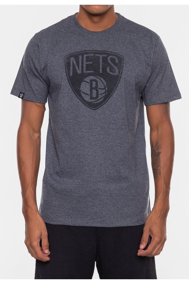 Camiseta-NBA-Velvet-Logo-Brooklyn-Nets-Grafite-Mescla