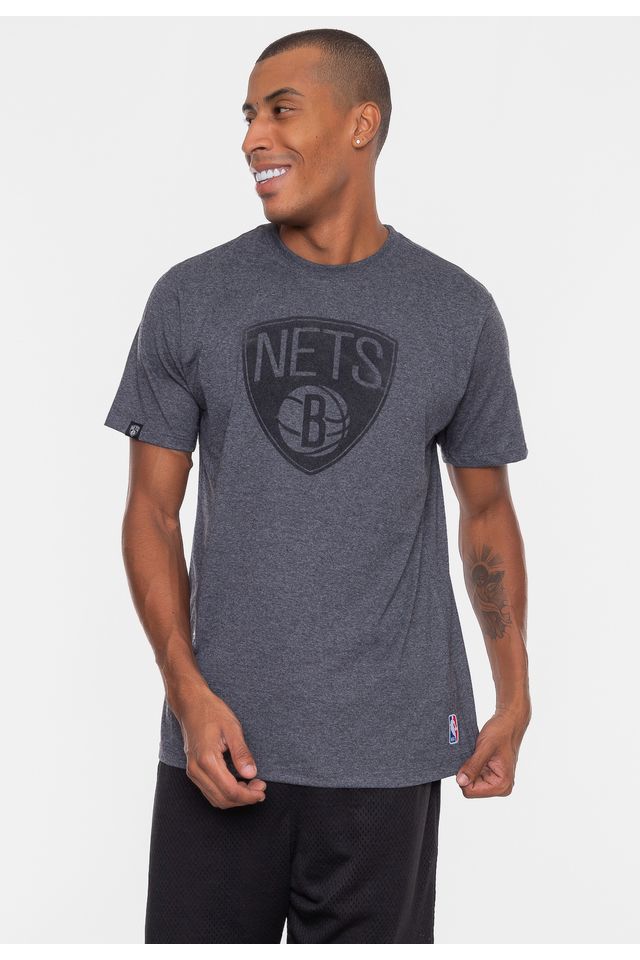 Camiseta-NBA-Velvet-Logo-Brooklyn-Nets-Grafite-Mescla