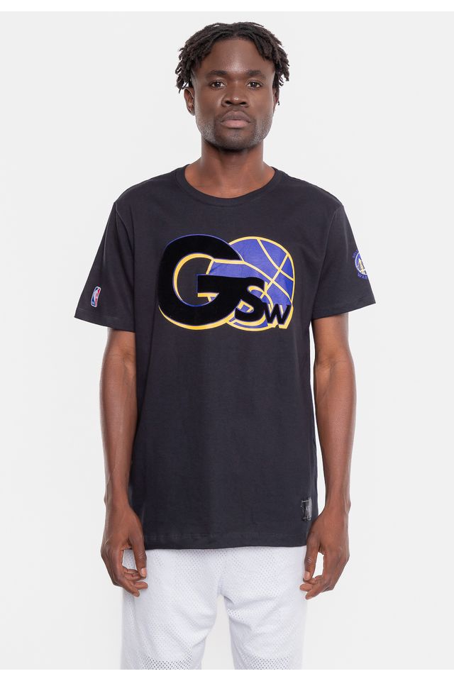 Camiseta-NBA-Floco-Golden-Stante-Warriors-Preta