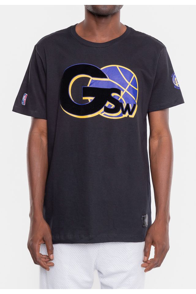 Camiseta-NBA-Floco-Golden-Stante-Warriors-Preta
