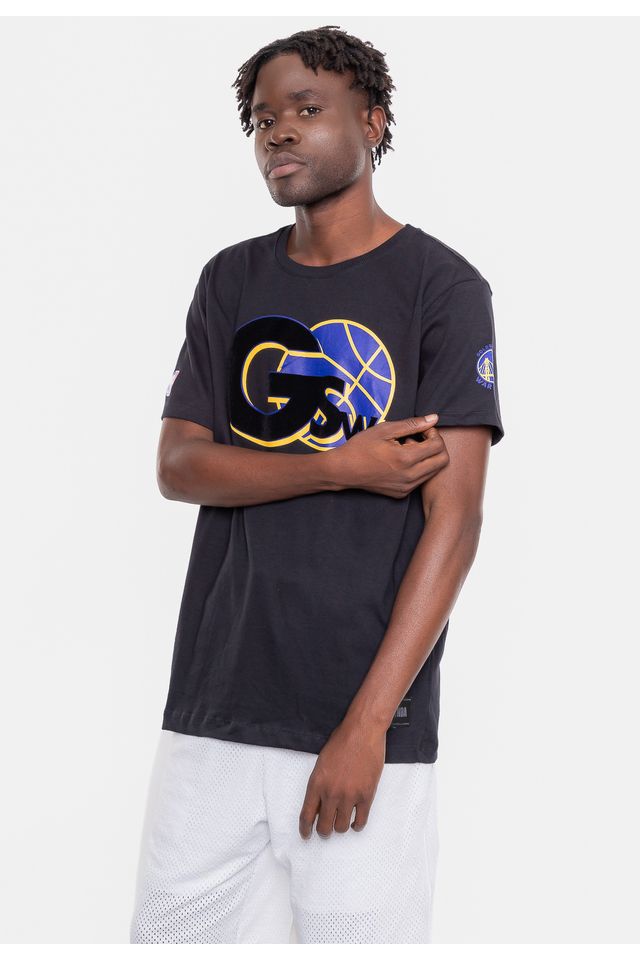 Camiseta-NBA-Floco-Golden-Stante-Warriors-Preta