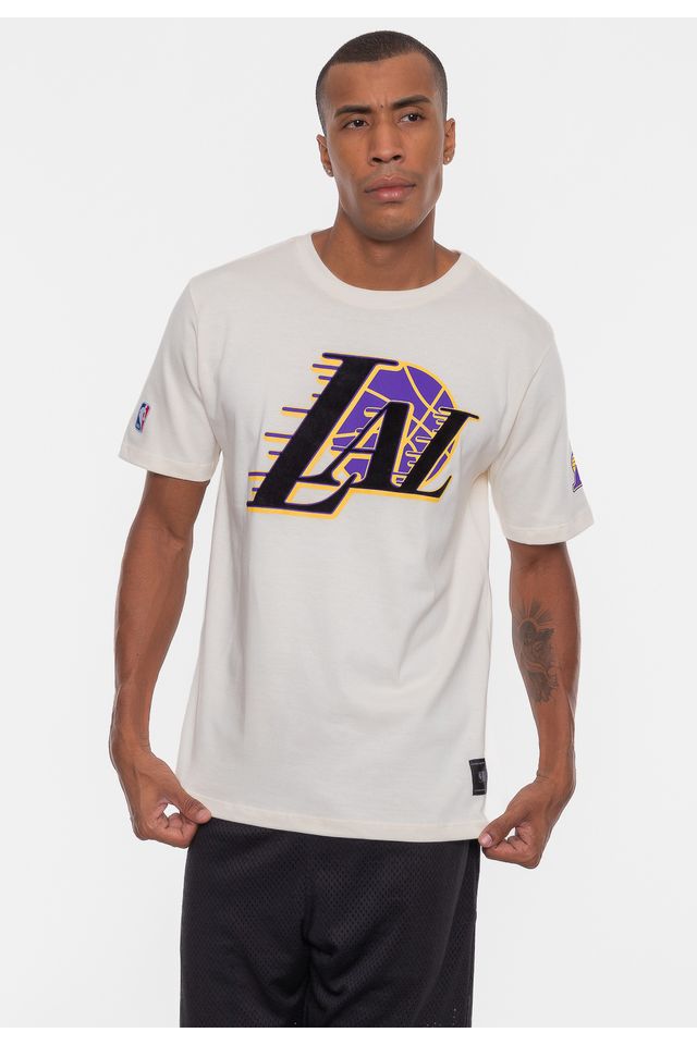 Camiseta-NBA-Floco-Los-Angeles-Lakers-Off-White