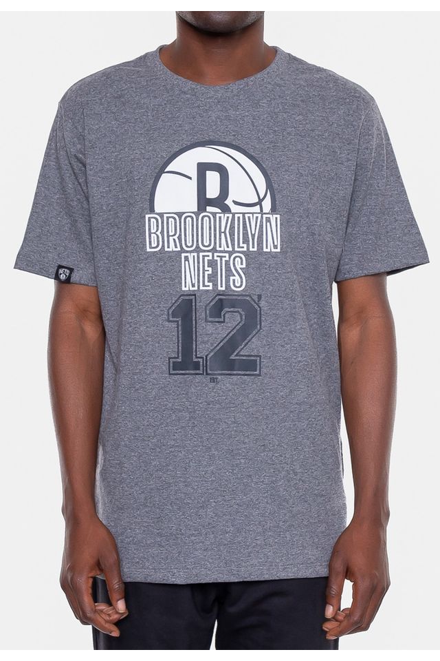 Camiseta-NBA-Half-Logo-Brooklyn-Nets-Grafite-Mescla