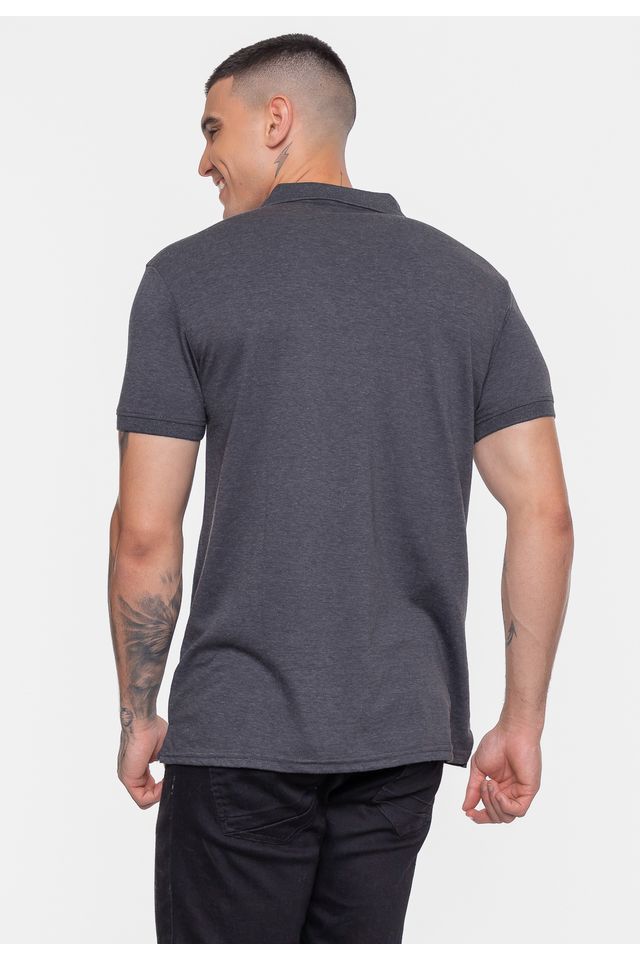 Camisa-Polo-Fatal-Piquet-Mesh-Preta-Mescla
