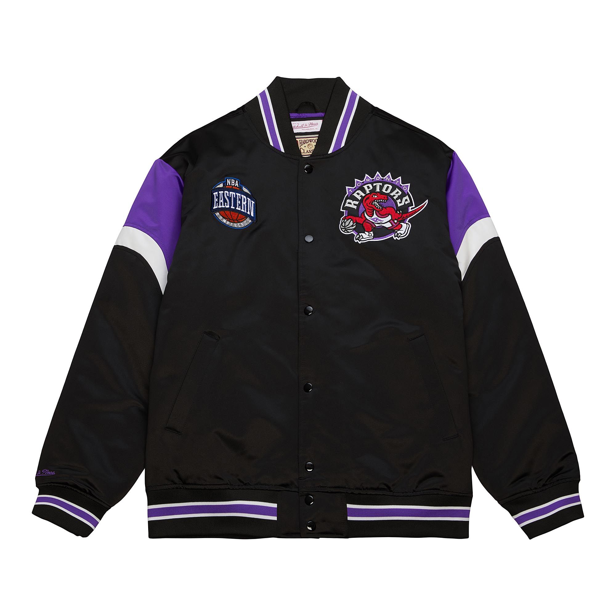 Jaqueta Mitchell & Ness Heavyweight Satin Toronto Raptors Preta