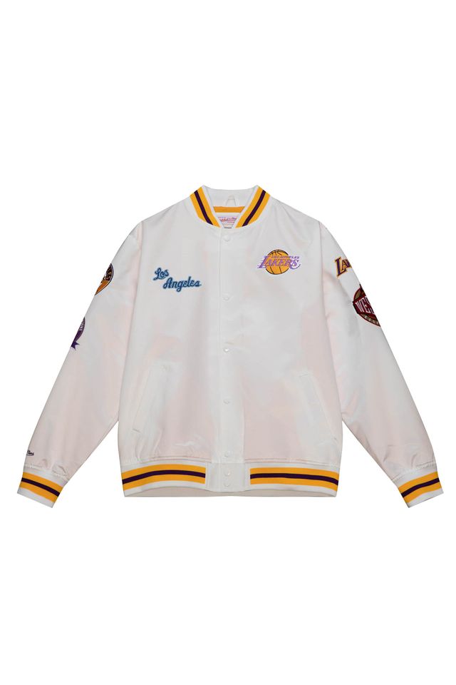 Jaqueta-Mitchell---Ness-City-Collection-Lightweight-Satin-Los-Angeles-Lakers-Branca Jaqueta-Mitchell---Ness-City-Collection-Lightweight-Satin-Los-Angeles-Lakers-Branca