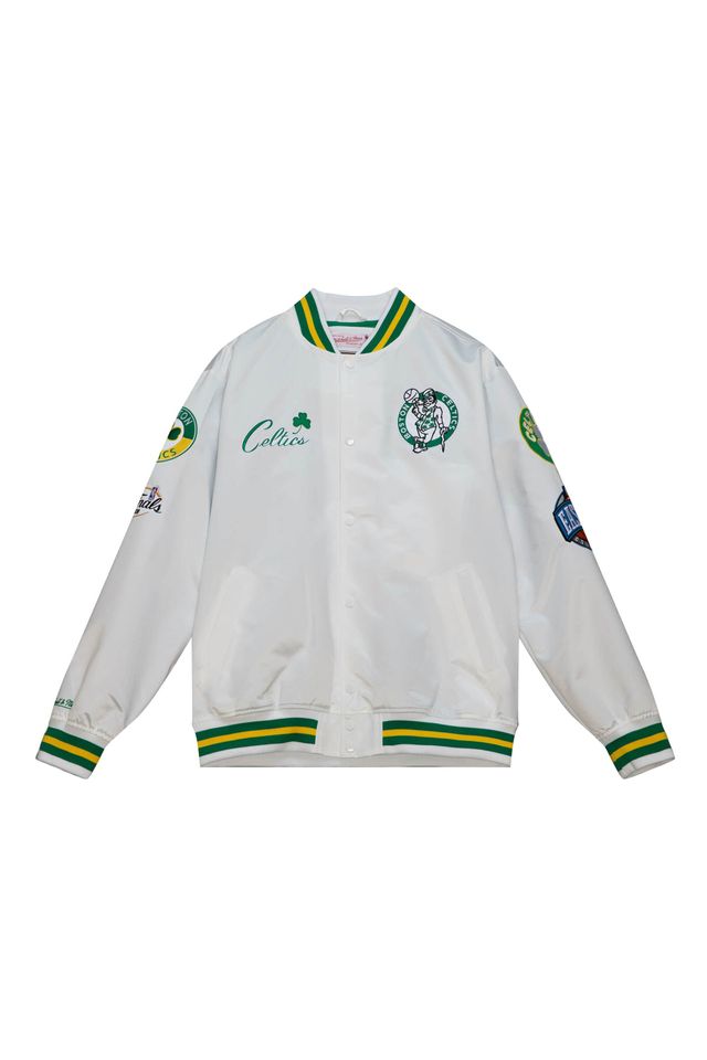 Jaqueta-Mitchell---Ness-City-Collection-Lightweight-Satin-Jacket-Boston-Celtics-Branca Jaqueta-Mitchell---Ness-City-Collection-Lightweight-Satin-Jacket-Boston-Celtics-Branca