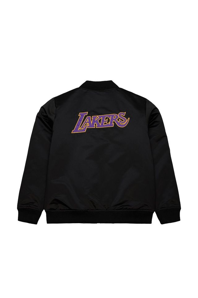 Jaqueta-Mitchell---Ness-NBA-Satin-Bomber-Jacket-Los-Angeles-Lakers-Preta