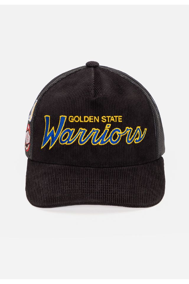 Bone-Mitchell---Ness-NBA-Times-Up-Trucker-Golden-State-Warriors-Preto Bone-Mitchell---Ness-NBA-Times-Up-Trucker-Golden-State-Warriors-Preto