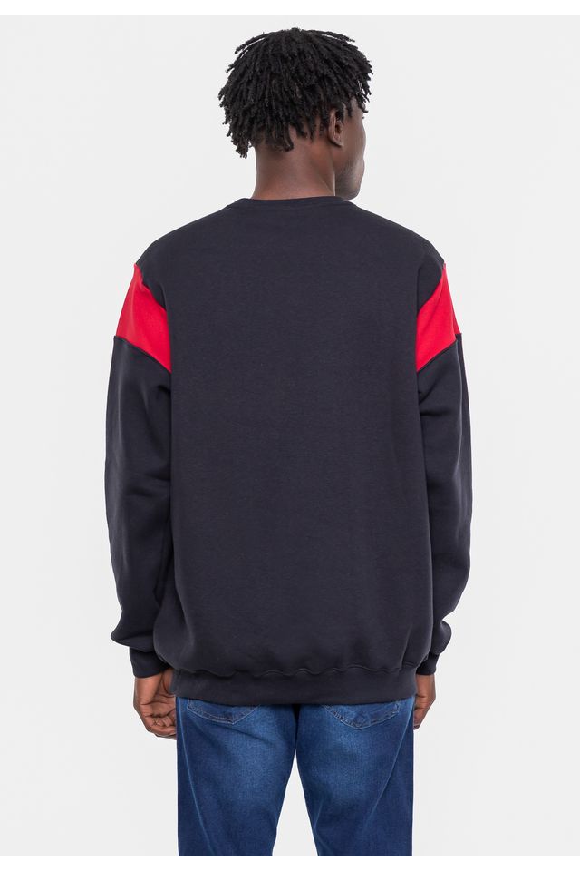 Moletom-NBA-Masculino-Rib-Sleeve-Chicago-Bulls-Preto
