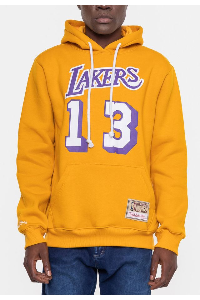 Moletom-Mitchell---Ness-Masculino-Chamberlain-Los-Angeles-Lakers-Mostarda