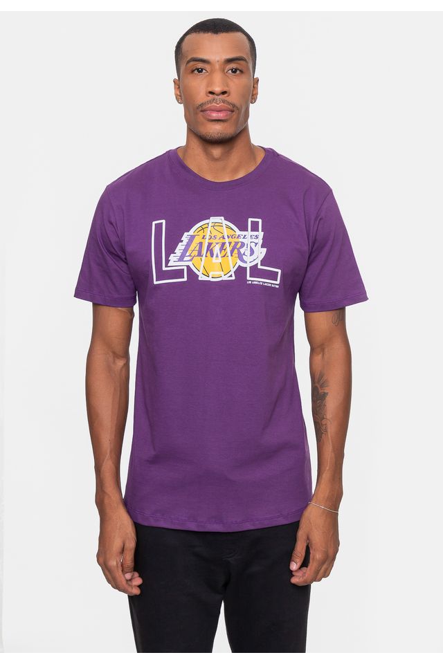 Camiseta-NBA-Masculina-City-2-City-Los-Angeles-Lakers-Roxa-Escuro