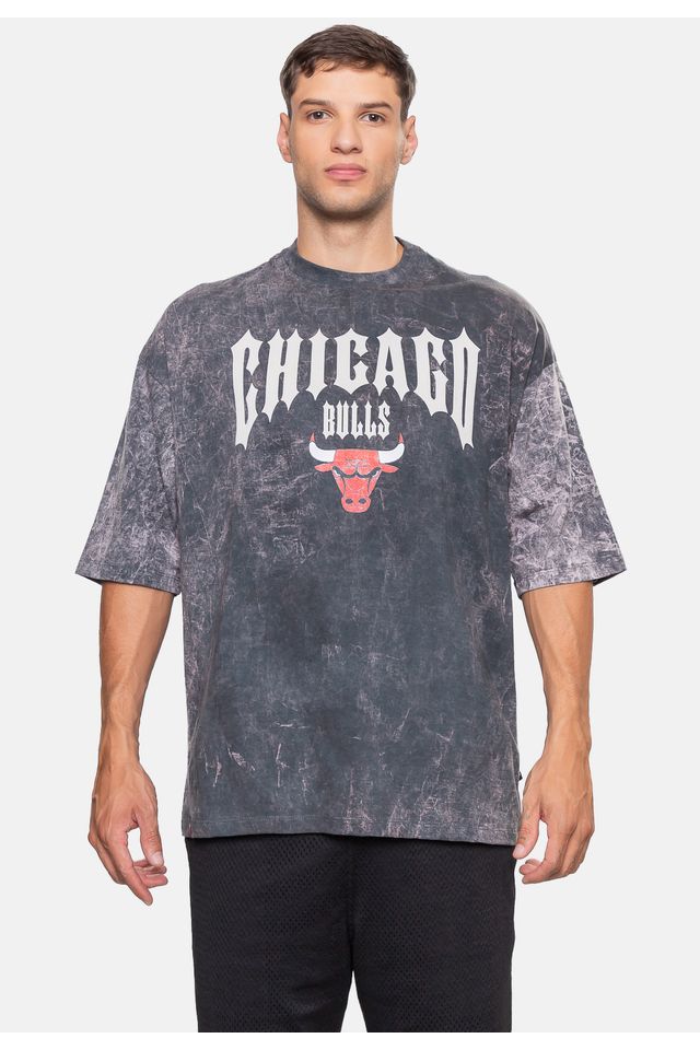 Camiseta-NBA-Masculina-Gothic-Team-Chicago-Bulls-Preta